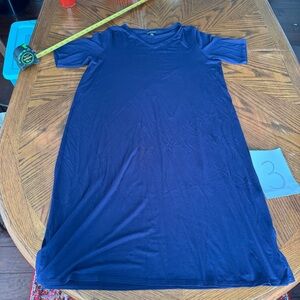 Eileen Fisher A Line Shift Dress 3/4 Sleeve Viscose Jersey indigo size med